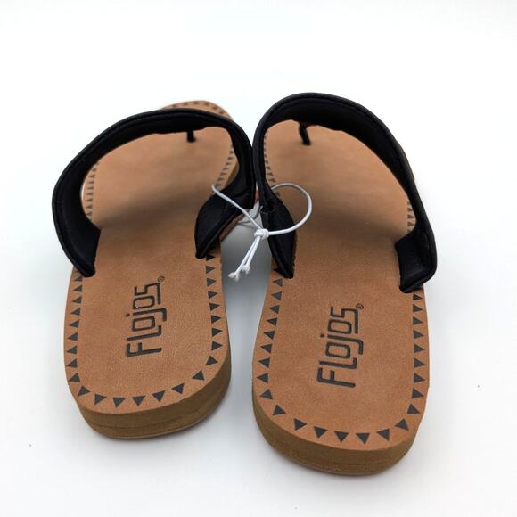Flojos Grace Hooded Thong Sandal Slip-On Women's Black/Tan Size US7 EU38 - Picture 5 of 13